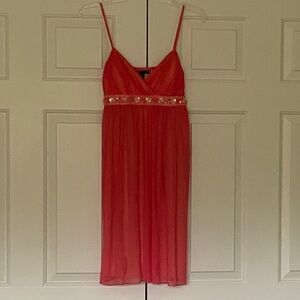 City Triangles Pink Spaghetti-Strap Midi Dress with Beaded Empire Waist